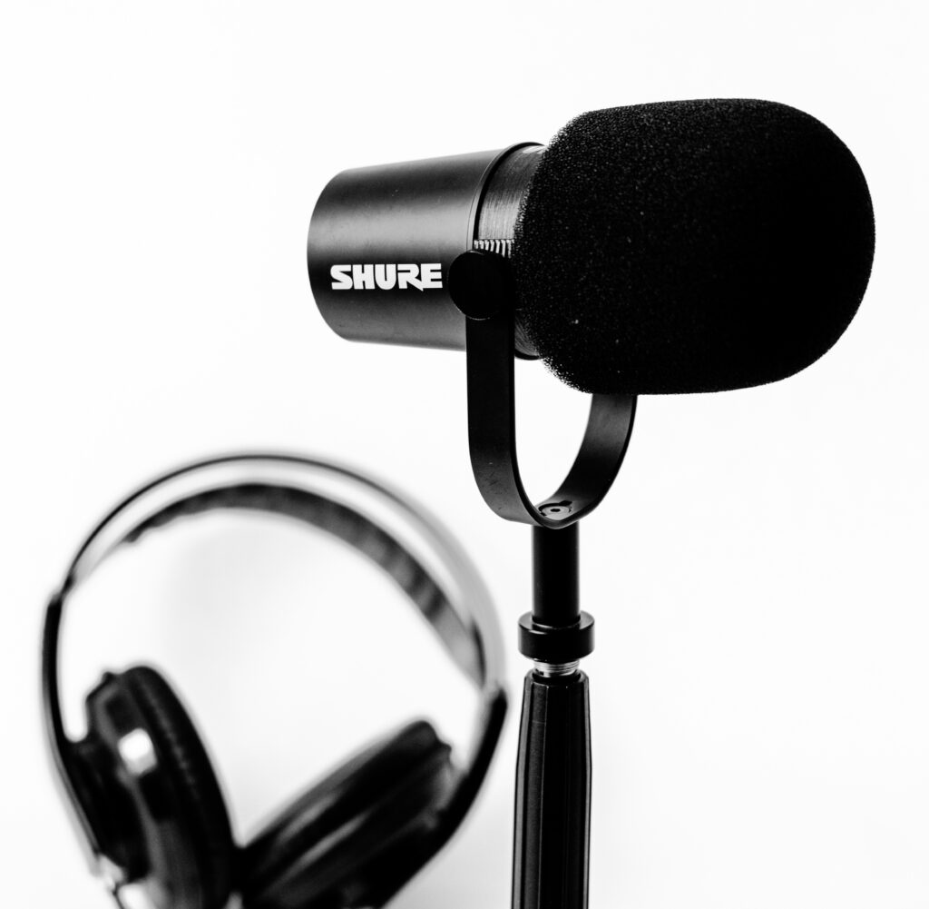 Professional microphone and headset recording setup